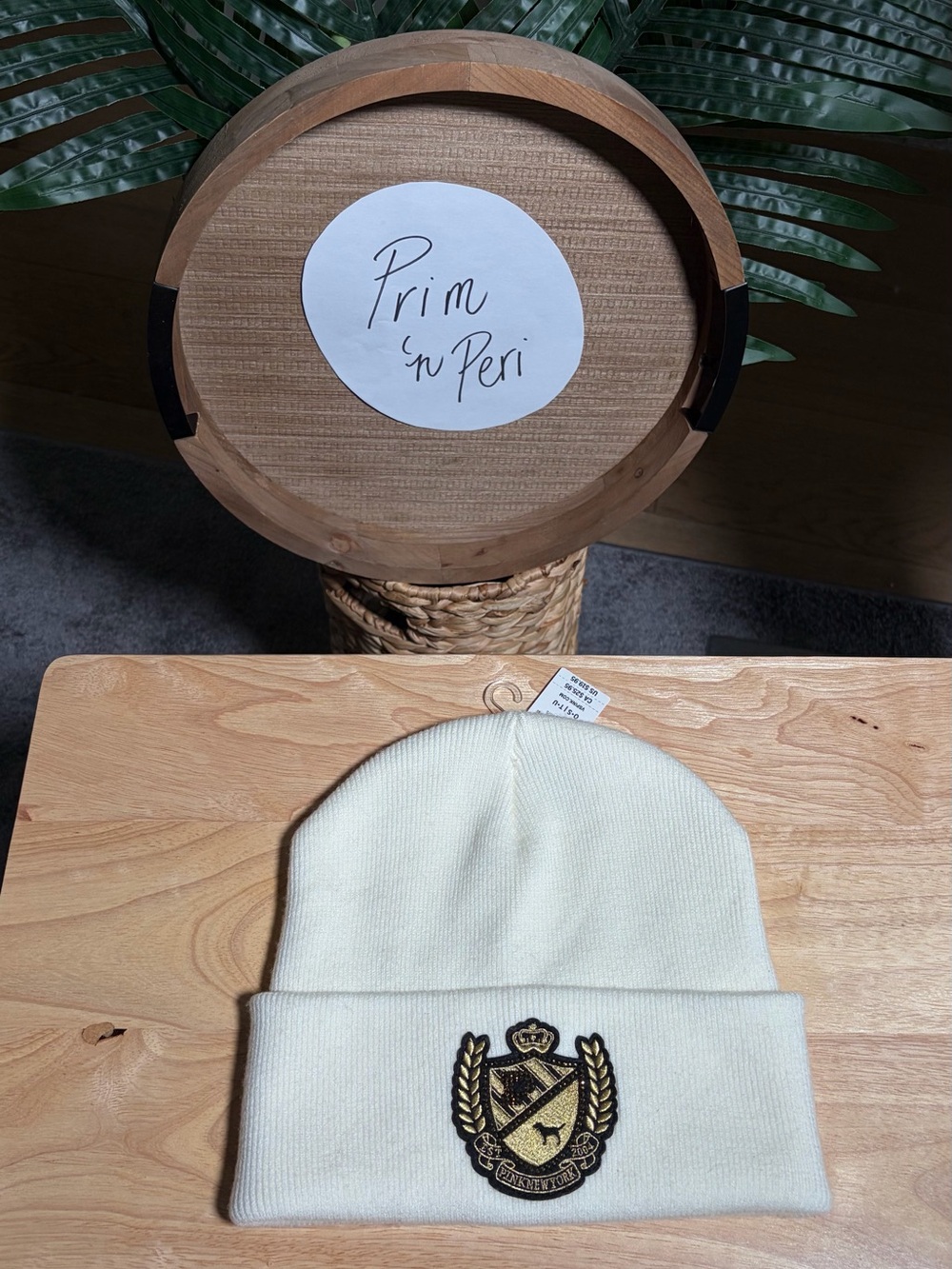 PINK Victoria’s Secret - Embroidered Crest Cuffed Knit Beanie